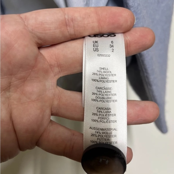 asos woll blue doubble breasred coat size 2. - Picture 5 of 6